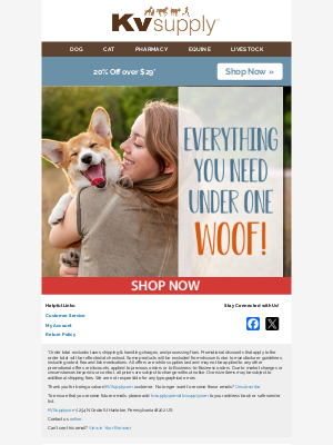 KV Supply - Happy Pet, Happier Owner! 20% Off Your Order!