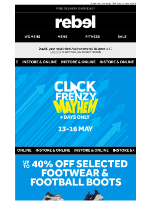 Rebel Sports (Australia) - CLICK FRENZY STARTS NOW! 📢