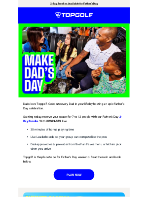 Topgolf - Book a Father’s Day 2-Bay Bundle & Secure Our Best!