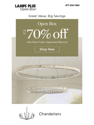 Lamps Plus - Act Fast! Up to 70% Off on Fully Inspected Returns