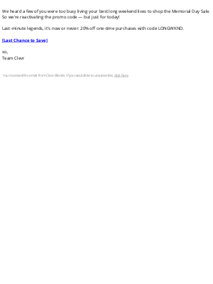 Clevr Blends - We reactivated your promo code :)