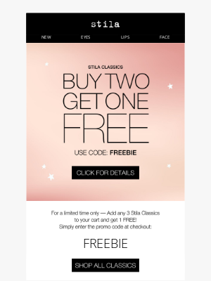 Stila Cosmetics - ENDS SOON: Buy 2 Get 1 FREE! ✨