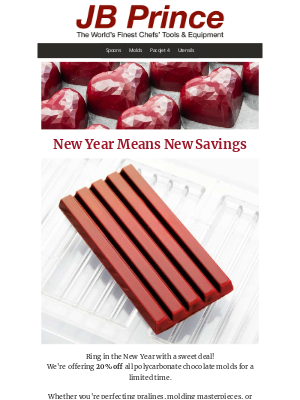 JB Prince - 20% Off Polycarbonate Chocolate Molds!