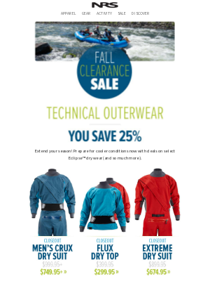 NRS - Save 25% On Technical Outerwear