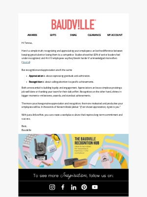Baudville - Recognition vs. Appreciation: A Small Change, Big Impact