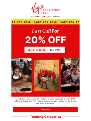 Virgin Experience Days (United Kingdom) - 📣 Ending tonight: 20% Off