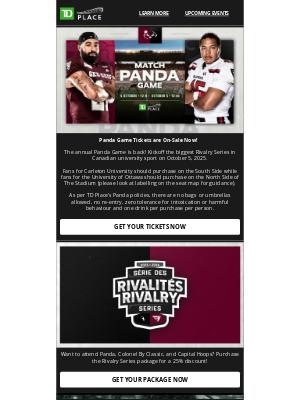 Ottawa 67’s - Panda Game On-Sale Now 🐼🏈