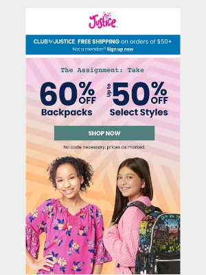 Justice - 📚 Homework: Shop Up to 60% Off By Tonight