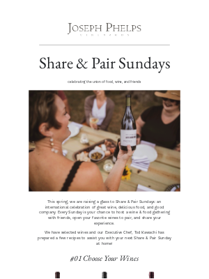 Joseph Phelps Vineyards - Share and Pair Sundays: Recipes and Pairings