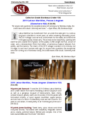 K&L Wine Merchants - Collector-Grade Bordeaux: 2019 Latour-Martillac Only $34.99