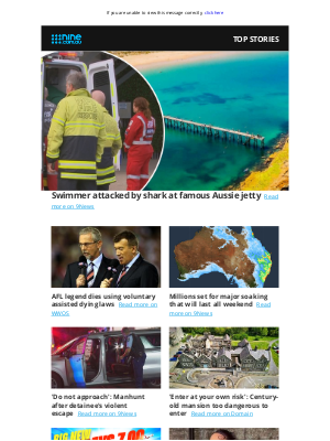9NOW (Australia) - Lunch wrap: Shark attack at famous jetty | AFL great ends life with voluntary assisted dying