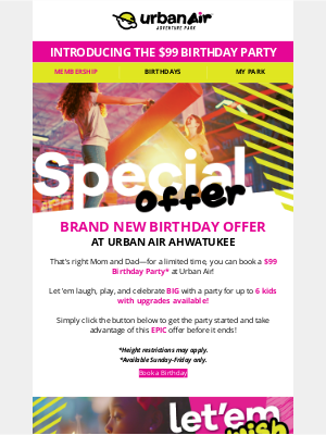 Urban Air - 🥳 Introducing the $99 Birthday Party! 🥳