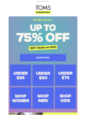 TOMS - ENDS SOON: Up to 75% off