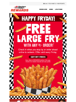 Checkers Drive-In Restaurants - Happy FRYday! Grab your FREE fries 🍟