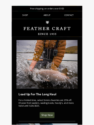 Feather Craft Fly Fishing - Don't Miss the Simms In-Season 25% Off Sale
