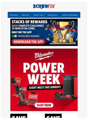 Screwfix (United Kingdom) - 🚨 Milwaukee Power Week is here – grab your deal now!