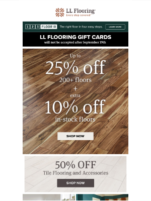 LL Flooring - Ready to Remodel? Up to 25% Off Flooring + Extra 10% In-Stock!