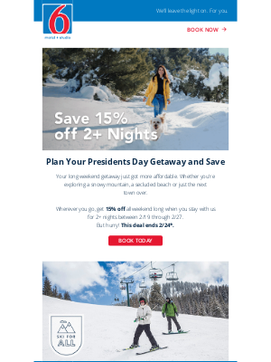 motel6 - Save 15% This Presidents Day Weekend