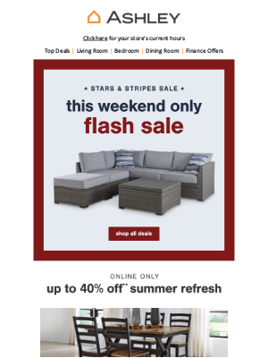 Ashley Furniture Industries - ⚡FLASH SALE: Up To 40% Off Summer Refresh