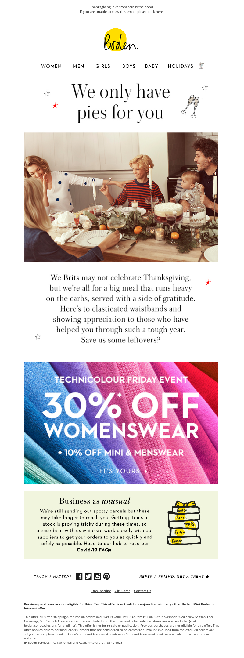 Boden USA - Can you post turkey?