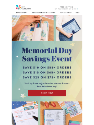 Erin Condren - Your long weekend just got better—save up to $25!