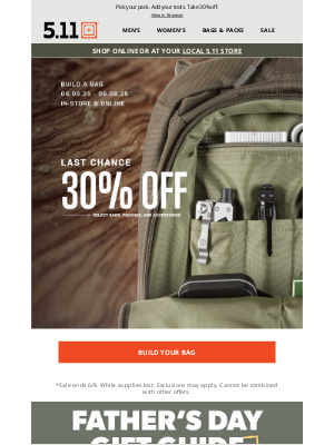 511tactical - Final Hours to BYOB (Build Your Own Bag) & Save 30%!