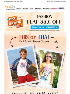 FirstCry (India) - Catch Flat 55% OFF on Top-Rated Styles 😎