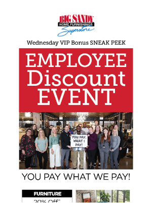 Big Sandy Superstore - Sneak Peek: 👀 Employee Discount Event Preview! 📬
