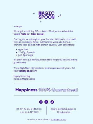 Magic Spoon - NEW! Protein + Fiber Cereal 🥄