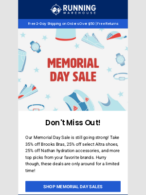 Running Warehouse - Memorial Day Savings Continue!