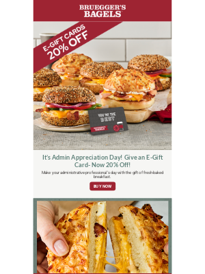Bruegger's Bagels - 🎈 20% off e-gift cards starts TODAY 🎈