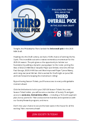Philadelphia 76ers - 76ers Move Up To The #3 Pick!