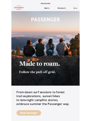 Cotswold Outdoor (United Kingdom) - Wander more, worry less – with Passenger 🌄