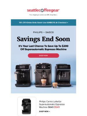 Seattle Coffee Gear - Last Chance for Big Philips Savings!