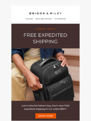Briggs & Riley - Free Expedited Shipping Starts Now