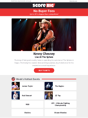 ScoreBig - Kenny Chesney / James Taylor / Rod Stewart / The Eagles / And More!