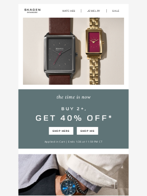 Skagen - buy 2+, get 40% off (ends soon)