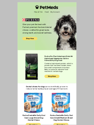 1800PetMeds - Save time with Purina premium food & dental chews delivered- right to your doorstep!