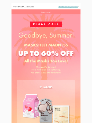 MASKSHEETS - Masksheet Madness is ON! Up To 60% Off ALL Sheet Masks!💖