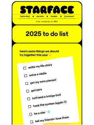 Starface World - 2025 TO DO LIST ✏️