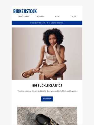 Birkenstock - Big Buckle classics in Black & Cognac