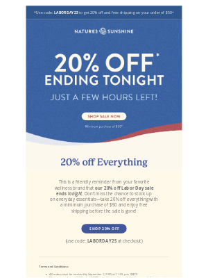 Nature's Sunshine - 20% OFF. Final Hours!  ⏳