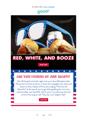 fourth of July email campaign by Goodr