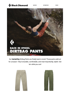 Black Diamond Equipment - BACK IN STOCK: The Dirtbag Pants