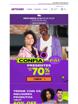 Netshoes (Brazil) - #ConfiaNoPAI: Presentes com até 70% OFF! 🎁