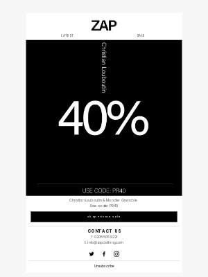 ZAP CLOTHING - 40%  Christian Louboutin Private Sale