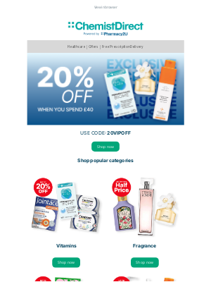 Chemist Direct (United Kingdom) - 20% off | Today Only 🎉