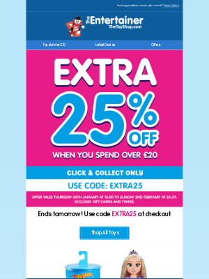 Ends tomorrow: Extra 25% off C&C ⏰