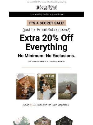 Anns Bridal Bargains - ⏰ Your Secret Sale Ends at Midnight