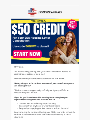 Congrats - Your $50 Credit Is Here! 💌